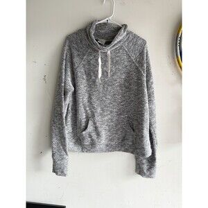 Aerie Offline Snowday Mock-Neck Boxy Sweatshirt Marled Black & White Large